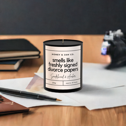 200g Black Candle ‘Smells like freshly signed divorce papers’