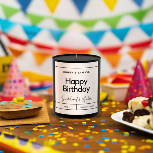 200g Black Birthday Candle ‘Happy Birthday’