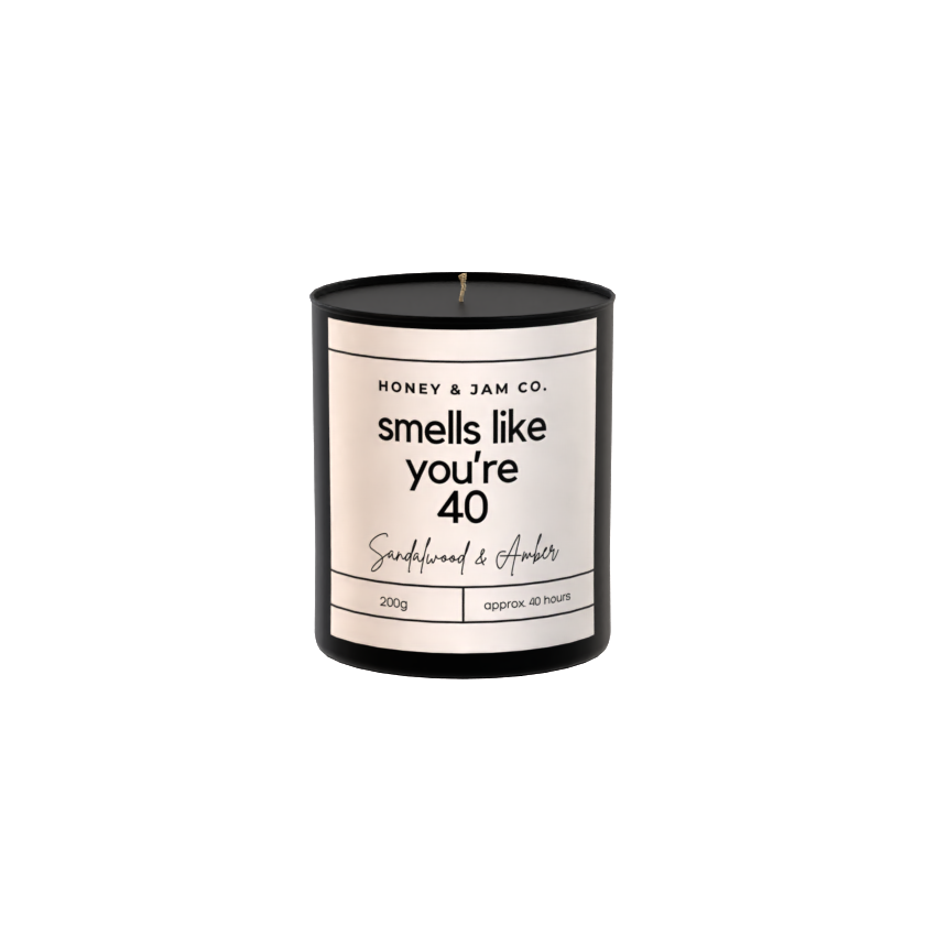 200g Black Birthday Candle ‘smells like you're 40’