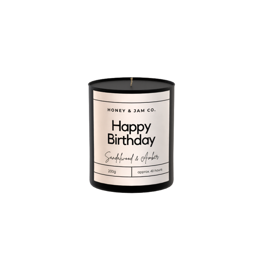 200g Black Birthday Candle ‘Happy Birthday’