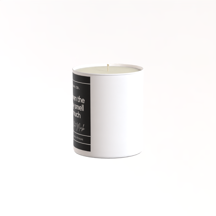 200g White candle ‘Light me when the dirty nappy smell gets too much’